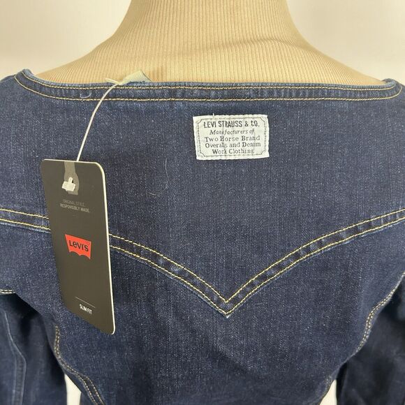 New Levi's Women's Small Veda Denim Dress Scoop Neck NWT Dark Wash S levis - Picture 3 of 7
